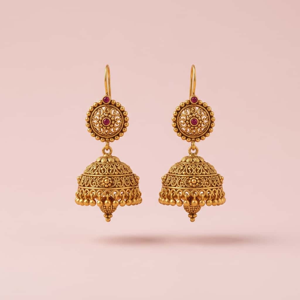 Gold Jhumka Earrings